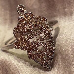 UNIQUE Diamond Abstract Ring 925 Sterling Silver